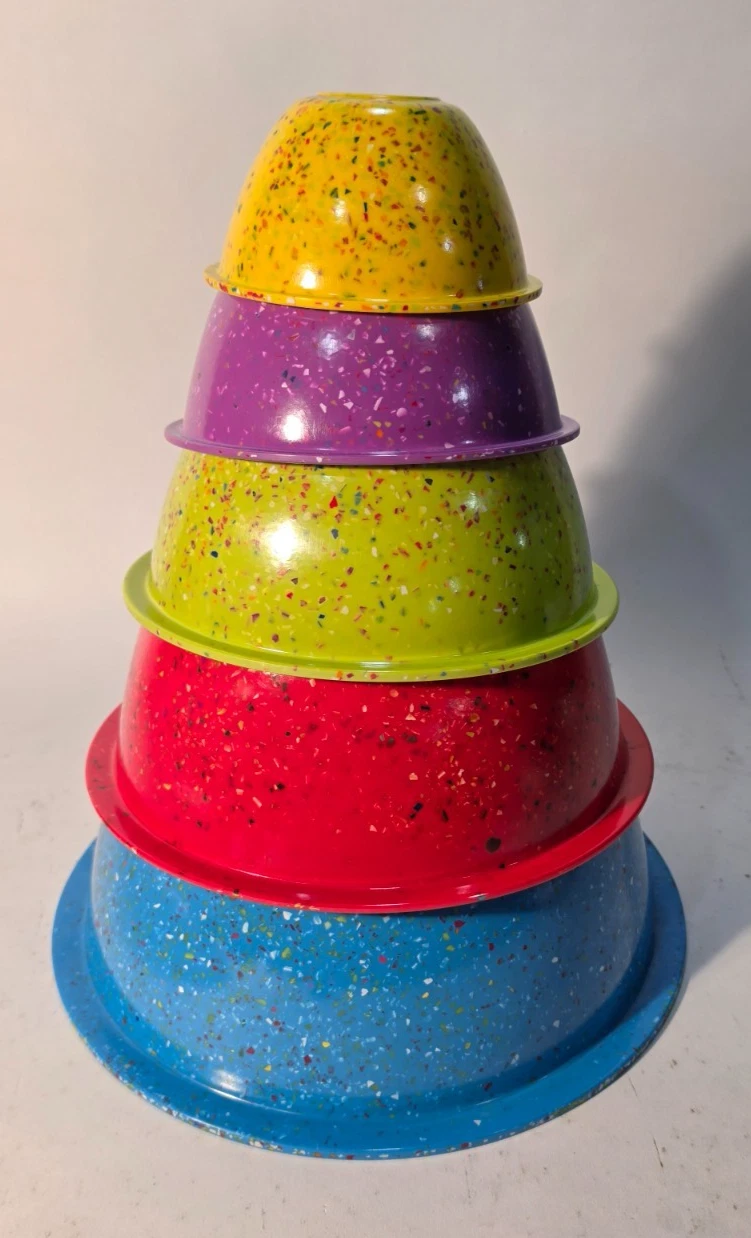 Zak Designs Confetti Nesting Mixing Bowls Set of 5 Multicolor Melamine Free S&H