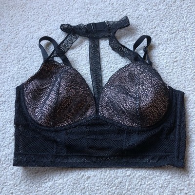 Victoria's Secret Lace Bra Bralette Choker Goth Dark Academia Very Sexy Plunge