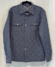 Benny Gold Puffer Jacket Shacket Unisex Mens L Gorpcore Collared Lined Navy Blue