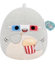 Squishmallows 16 Inch Gordon the Grey Shark with 3D Glasses Eating Popcorn