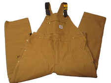 Carhartt Firm Duck Insulated Bib Overalls Loose Fit Mens Large Tall Brown
