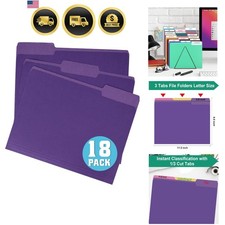 File Folders 18 Pack 8.5x11 Inch,1/3 Cut Tab Colored File Folders Letter Size...