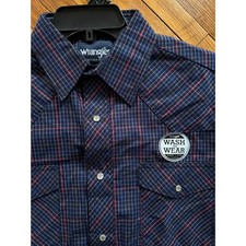 Wrangler Mens Western Long Sleeve Plaid Shirt 75204PP MEDIUM NEW