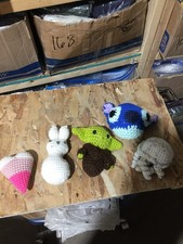 Set of 5 Crochet Heart Bunny Stitch Yoda Octopus Small Size Multicolor Soft