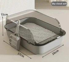Splashproof Cat Litter Tray Semi-Enclosed Cat Toilet Box Kitten Litter Pan