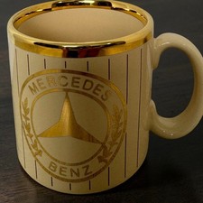 Vintage Mercedes Benz Corporate Coffee Mug Cream Pinstripe Made in England 1990s
