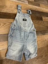 OshKosh B  Gosh Denim Blue Shortalls Size 24 Months 100 Cotton Vestback Striped