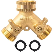  Hose Splitter, Garden Hose Splitter Heavy Duty 2 Way, Solid Brass Water Hose 1