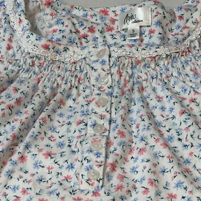 Aria Collection Floral Cotton Nightgown Women s Small 4 6 Button Lace
