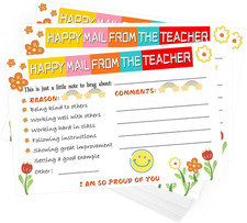 60Pcs Teacher Mail Notes to Parents,Happy Mail Postcards Classroom Good Behavior