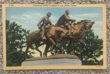 Equestrian Statue Of Robert E LEE Dallas Texas Monument linen Postcard 