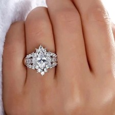 3Ct Lab Created Diamond 14k White Gold Plated Engagement Beautiful Bridal Set