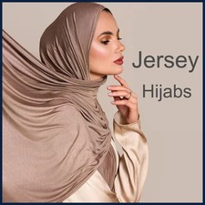 Modal Cotton Jersey Hijab Scarf Long Muslim Shawl Plain Soft Turban Tie Head