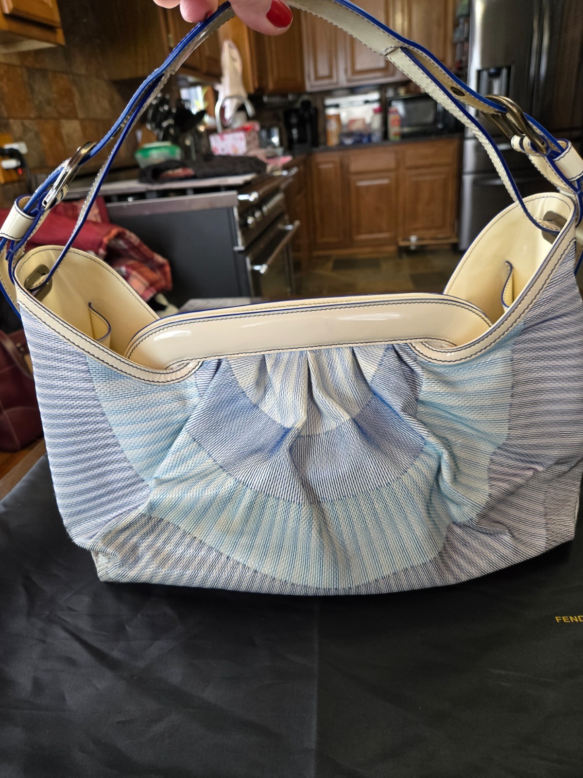 Authentic women's Fendi handbag blue & white thumbnail 2