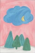 Abstract Moon & Trees Art New 2025 Image Card Blank Back 4x6