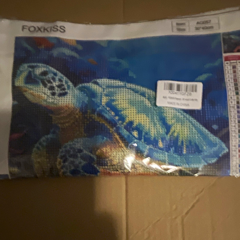 FOXKISS 5D Diamond Painting Sea Turtle Framed Picture w/ Canvas AC6081