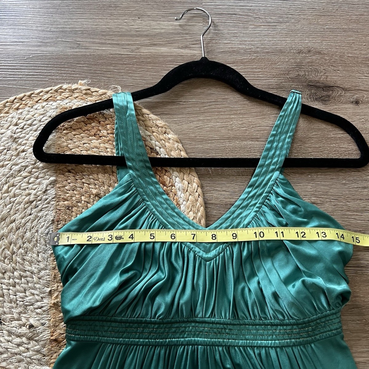 green emerald velvet dress Pleated Gown  BCBGMAXAZRIA