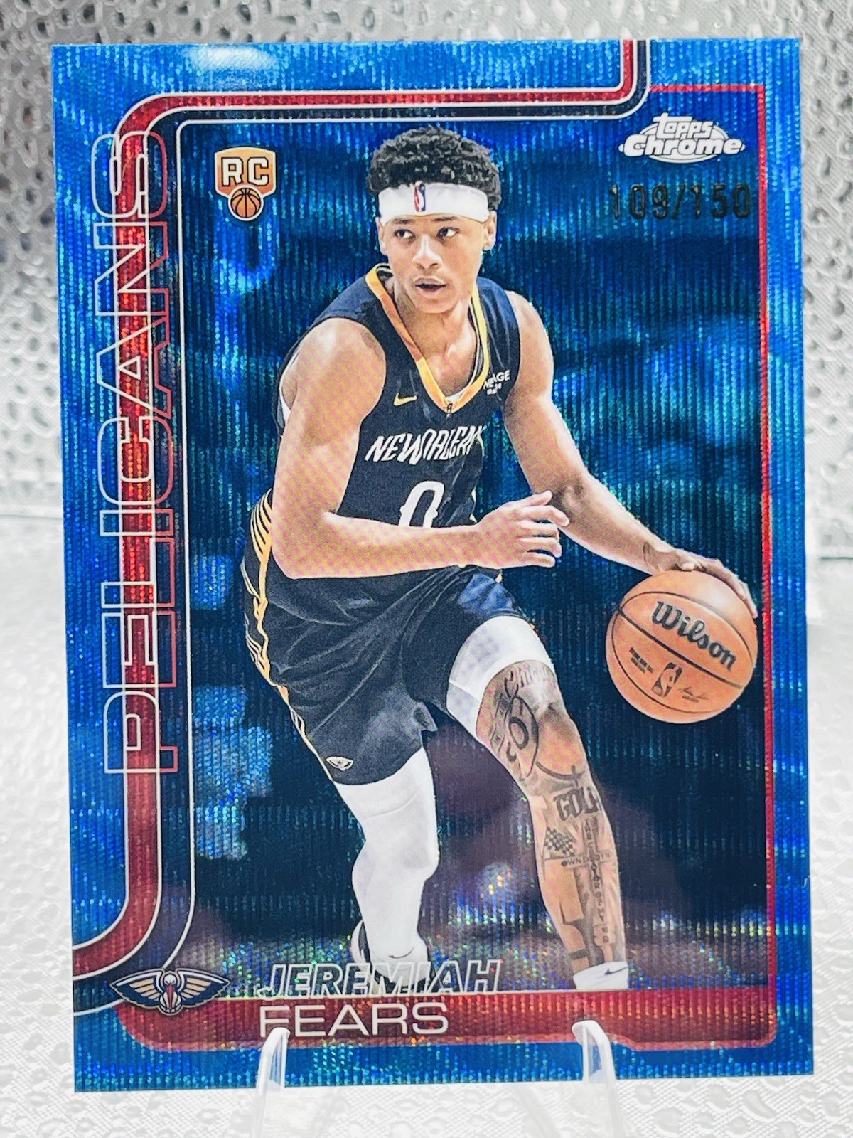 2025-26 Topps Chrome- JEREMIAH FEARS Blue Wave Rookie /150 #257 - PELICANS