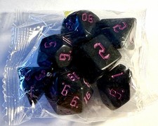 Black With Pink Numbers 7-Dice Set - New in Package