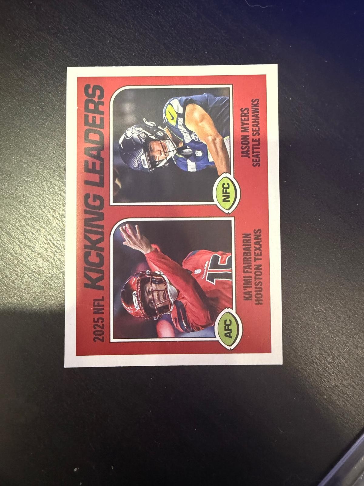 2026 Topps Heritage #208 2025 Kicking Leaders (Jason Myers / Ka'imi Fairbairn)