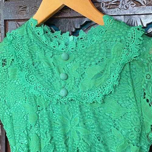 100 Cotton Trish Scully Emerald Green Lace Dress Girls 12 Occasion Fairy Tulle - Picture 11 of 17