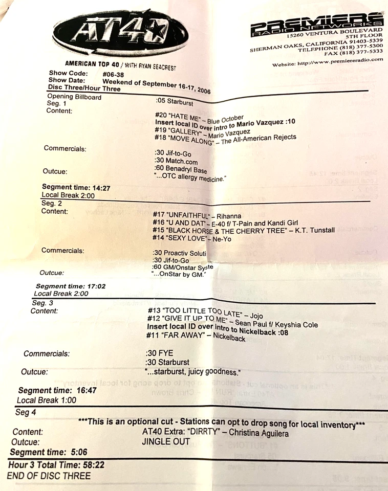 9/16/06 RYAN SEACREST HOSTS AT40: FRAY, PANIC AT DISCO, EMINEM, SNOW PATROL,JOJO - Image 2 of 4