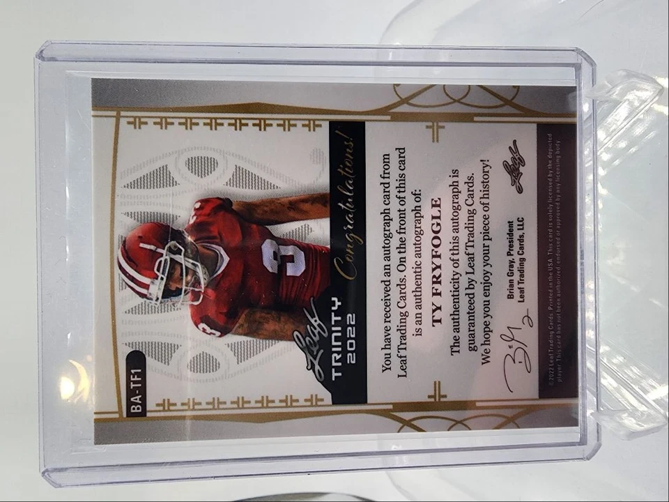 2022 Leaf Trinity Platinum Ty Fryfogle Auto 9/30 Indiana Hoosiers #BA-TF1 - Image 2 of 2
