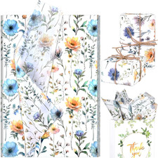 100 Sheets 20  14 Inches Wildflowers Tissue Paper Blue Floral Tissue Paper for