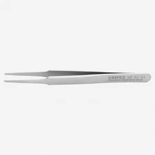 Knipex Stainless Steel Gripping Tweezers, Round Blunt Tips, 4.75"