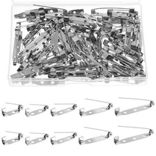 150 Pcs Brooch Pin Backs, 5 Sizes Silver Safety Bar Pins for Crafts