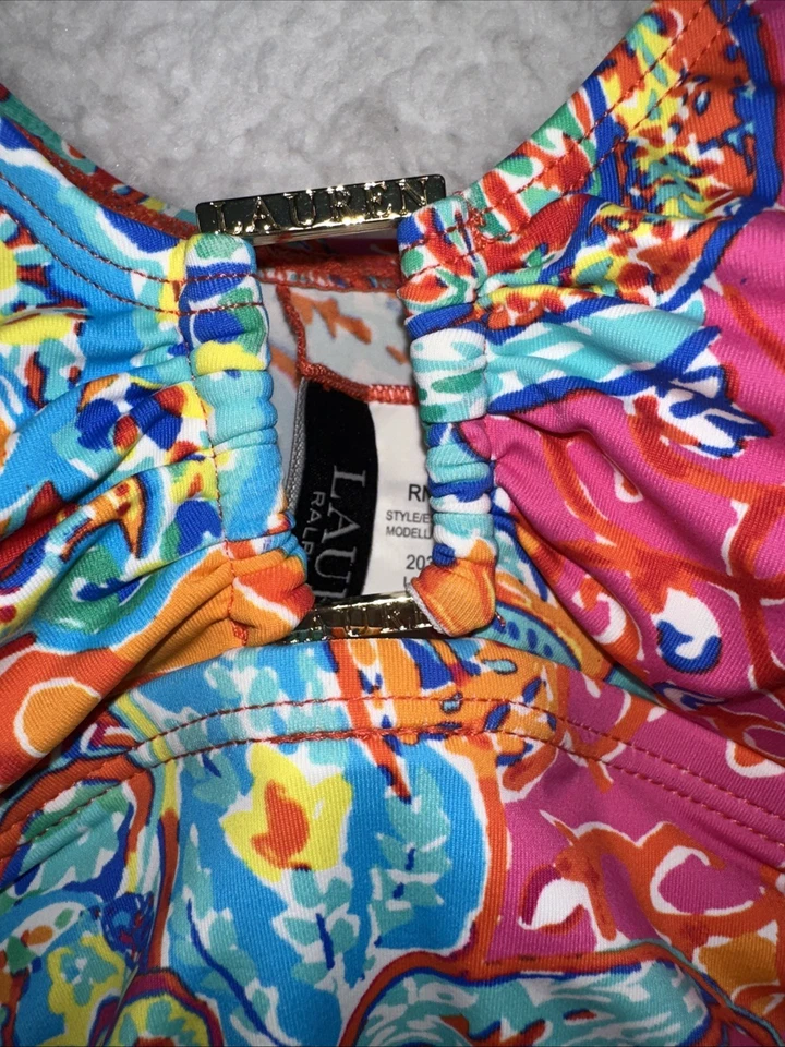 Ralph Lauren Amara Womens Printed Tummy Control Underwire Tankini Swim Paisley - Image 3 of 4