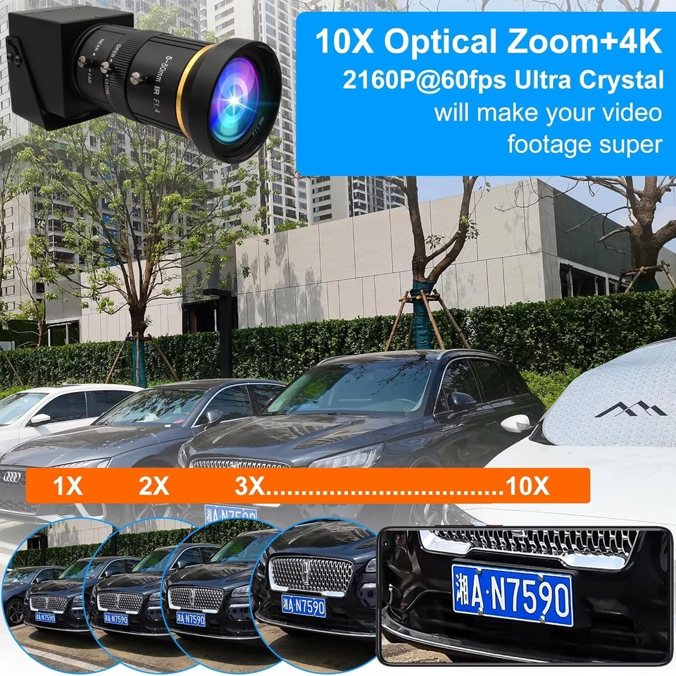 Webcam ELP 4K 60FPS USB3.0 HDMI Output 10X Zoom H.264 5-50mm Lens PC Camera - image 2 of 4