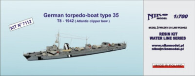 Maquette NikoModel 7112 – Torpilleur Allemand Type 35 T8 (1942) – Échelle 1/700
