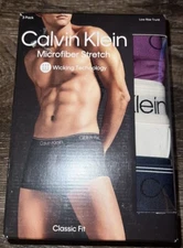 Calvin Klein 3-Pair Mens Low Rise Trunk Underwear Polyester Microfiber (B) ~ 2XL
