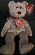 1999  beanie babies  signature  bear brown  Maroon Ribbon  Mint  TY