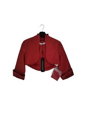 Designer Linea Raffaelli Women's Bolero Uk 10 Red Cotton Blend Cropped Jacket