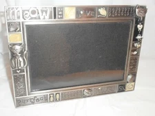 FETCO 2006 MEOW CAT KITTEN PEWTER CREAM BOX PICTURE FRAME HANGNG CHARM ACCENT  