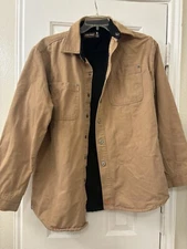 Jesse James Workwear Tan Fleece Lined Button Down Shirt Jacket, Size M