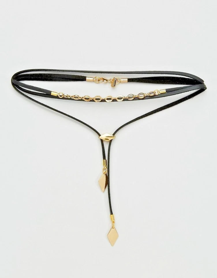 Collar Vanessa Mooney Leather Look Bolo marrón o negro #45  Foto 3 de 4