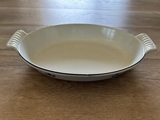 Vintage Dru Holland Oval Baker #26 Enamel Cast Iron Tulip Baking Dish Cookware
