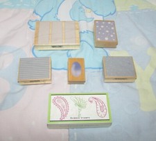 Hero Arts Lot of Wooden Rubber Stamps Background Paisley Dots Rectangle Blocks