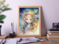 Anime Fairy Portrait, Poster Print, Wall Décor