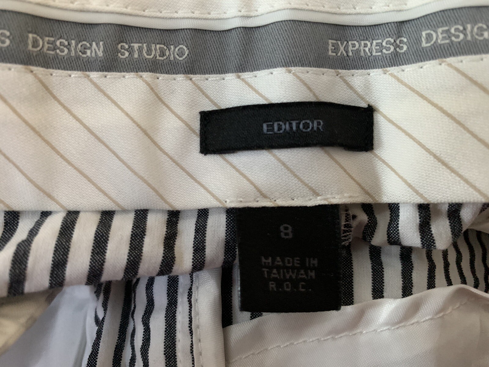 Express Design Studio Editor Gray Striped Pants S… - image 4