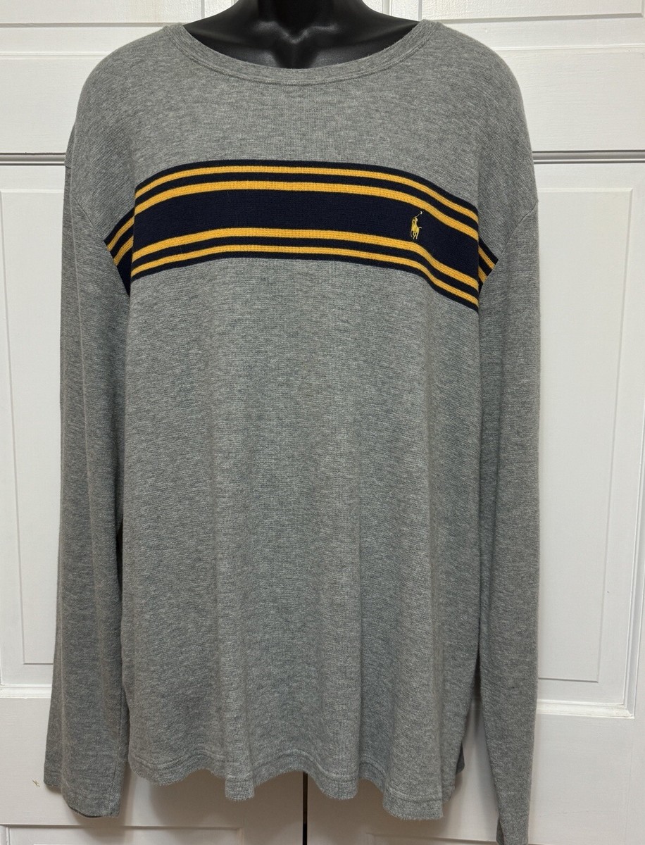 Vintage 90s Polo Ralph Lauren XXL Cotton Crew Neck Pony Logo Gray