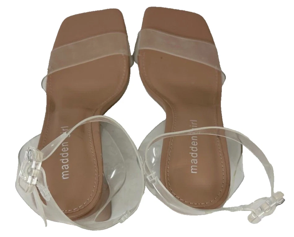 Madden Girl Women's Winnii Comfort Dress Sandal Heels Clear/Tan Size:9.5 181T - Image 3 of 4