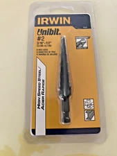 IRWIN UNIBIT 10232 #2 3/16 to 1/2 STEP DRILL BIT 6 HOLE SIZES 1/4 SHANK USA MADE