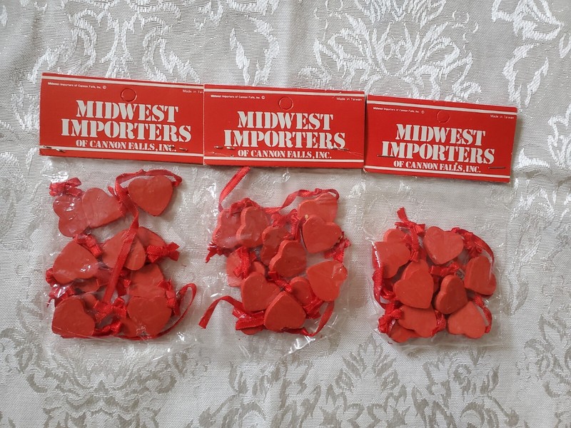 Midwest Importers Wooden Red Heart Mini Garland Vintage Set of 3 Packages New