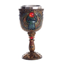 NEW Egyptian Scarab Chalice 6.75" Cast Resin Fantasy Goblet 6 oz