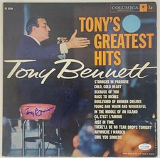 Tony Bennett "Tony's Greatest Hits" AUTOGRAPH Signed LP Album ACOA