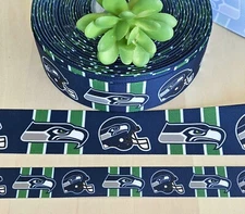 7/8 & 1.5" (1YD) Seattle Seahawks Grosgrain Ribbon Football Cheer Bow Ribbon